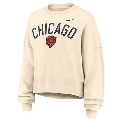 Women's Nike Natural Chicago Bears Oversized Legacy Arch Phoenix Fleece Sweatshirt
