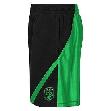 Youth Outerstuff Black/Green Austin FC Color Blocked Shorts