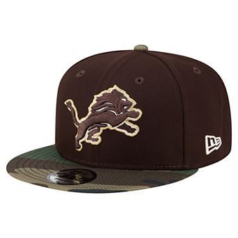 Men's New Era Dark Brown Detroit Lions Burnt Wood Camo 9FIFTY Snapback Hat
