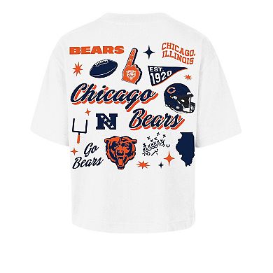 Women's '47 White Chicago Bears Collage Script Reed City T-Shirt