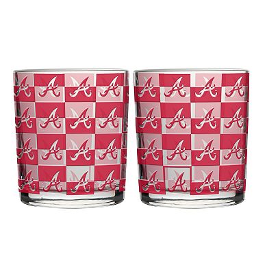 Logo Brands Atlanta Braves Two-Pack 12oz. Gridiron Stained Rocks Glass Set