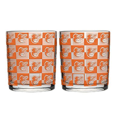 Logo Brands Baltimore Orioles Two-Pack 12oz. Gridiron Stained Rocks Glass Set
