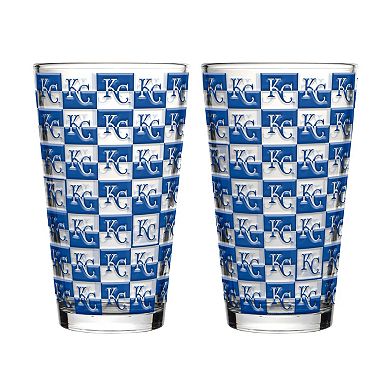Logo Brands Kansas City Royals Two-Pack Gridiron Stained 16oz. Pint Glass Set