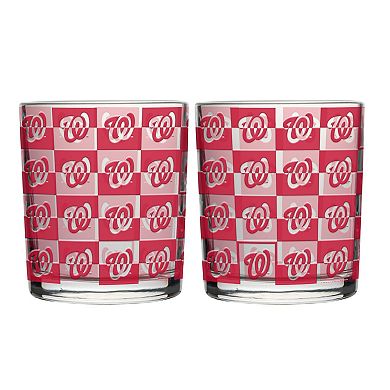 Logo Brands Washington Nationals Two-Pack 12oz. Gridiron Stained Rocks Glass Set