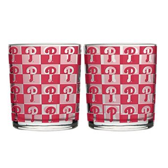 Logo Brands Philadelphia Phillies Two-Pack 12oz. Gridiron Stained Rocks Glass Set