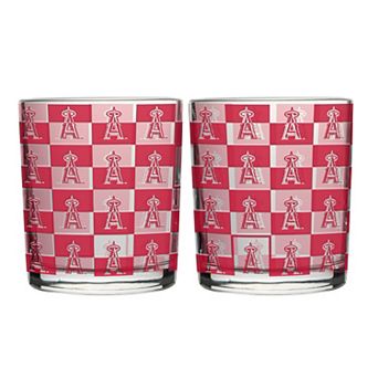 Logo Brands Los Angeles Angels Two-Pack 12oz. Gridiron Stained Rocks Glass Set