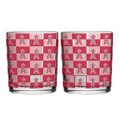 Logo Brands Los Angeles Angels Two-Pack 12oz. Gridiron Stained Rocks Glass Set