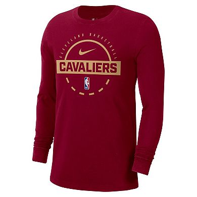 Men's Nike Wine Cleveland Cavaliers Authentic Long Sleeve Practice T-Shirt