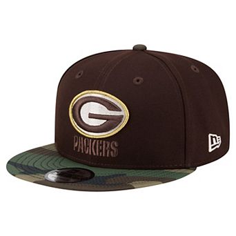 Men's New Era Dark Brown Green Bay Packers Burnt Wood Camo 9FIFTY Snapback Hat