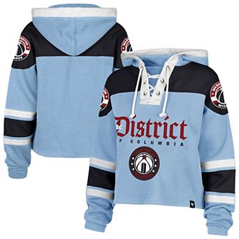 Women's '47 Light Blue Washington Wizards 2024/25 City Edition Superior Cropped Lace-Up Pullover Hoodie