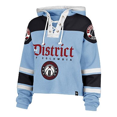 Women's '47 Light Blue Washington Wizards 2024/25 City Edition Superior Cropped Lace-Up Pullover Hoodie