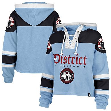 Women's '47 Light Blue Washington Wizards 2024/25 City Edition Superior Cropped Lace-Up Pullover Hoodie