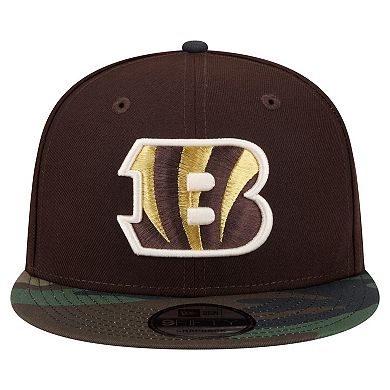 Men's New Era Dark Brown Cincinnati Bengals Burnt Wood Camo 9FIFTY Snapback Hat