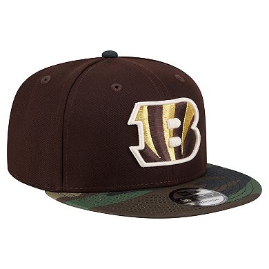Men's New Era Dark Brown Cincinnati Bengals Burnt Wood Camo 9FIFTY Snapback Hat