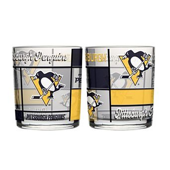 Logo Brands Pittsburgh Penguins 12oz. Quilted Stained Two-Pack Rocks Glass Set