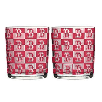 Logo Brands Boston Red Sox Two-Pack 12oz. Gridiron Stained Rocks Glass Set