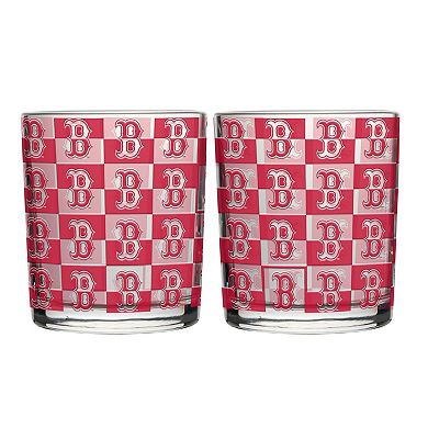 Logo Brands Boston Red Sox Two-Pack 12oz. Gridiron Stained Rocks Glass Set