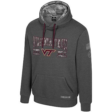 Men's Colosseum Heather Charcoal Virginia Tech Hokies Operation Hat Trick Squad Hoodie