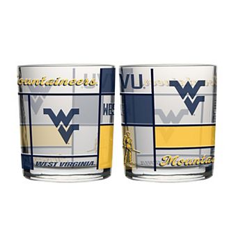 Logo Brands West Virginia Mountaineers 12oz. Quilted Stained Two-Pack Rocks Glass Set