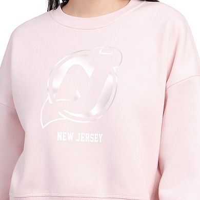 Women's Starter Pink New Jersey Devils Boxy Crewneck Sweatshirt