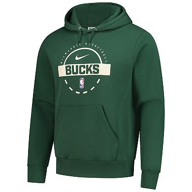 Men's Nike Hunter Green Milwaukee Bucks 2025/26 Authentic Practice Club Pullover Hoodie