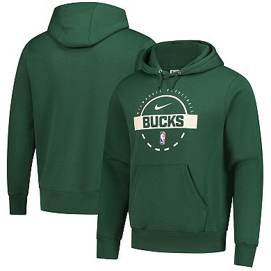 Men's Nike Hunter Green Milwaukee Bucks 2025/26 Authentic Practice Club Pullover Hoodie