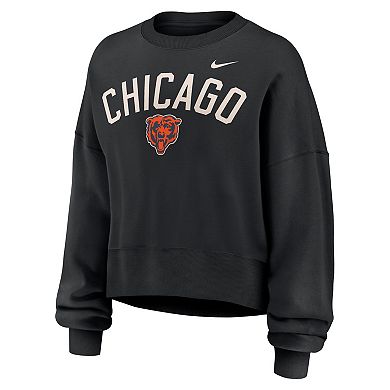 Women's Nike Black Chicago Bears Oversized Legacy Arch Phoenix Fleece Sweatshirt