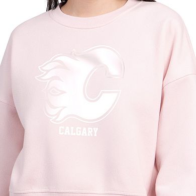 Women's Starter Pink Calgary Flames Boxy Crewneck Sweatshirt