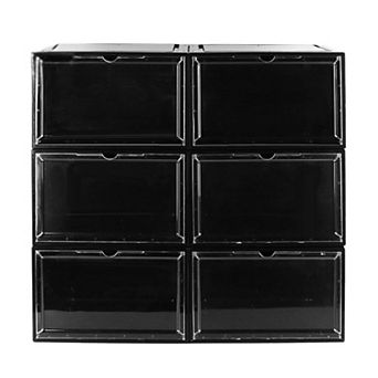 Collapsible Shoe Box Stackable Shoe Storage Bin 6Packs