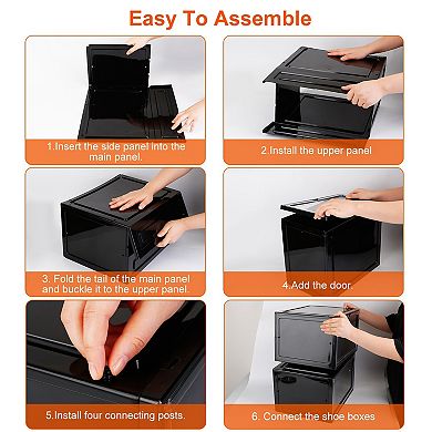 Collapsible Shoe Box Stackable Shoe Storage Bin 6Packs