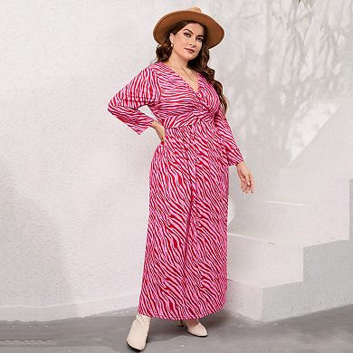 Plus Size Women Casual Long Sleeve Maxi Dress