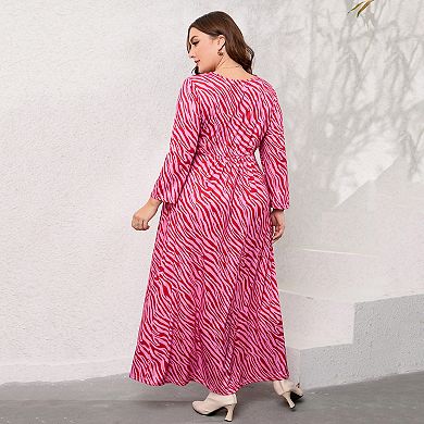 Plus Size Women Casual Long Sleeve Maxi Dress