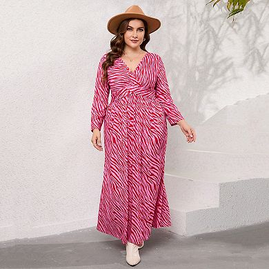 Plus Size Women Casual Long Sleeve Maxi Dress