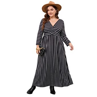 Plus Size Women Casual Long Sleeve Maxi Dress