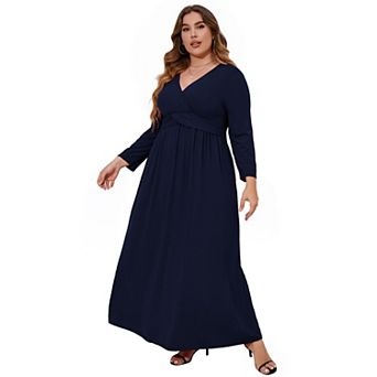 Plus Size Women Casual Long Sleeve Maxi Dress