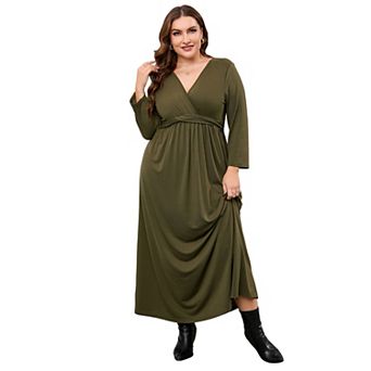 Plus Size Women Casual Long Sleeve Maxi Dress