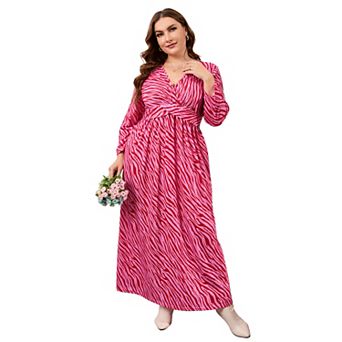 Plus Size Women Casual Long Sleeve Maxi Dress