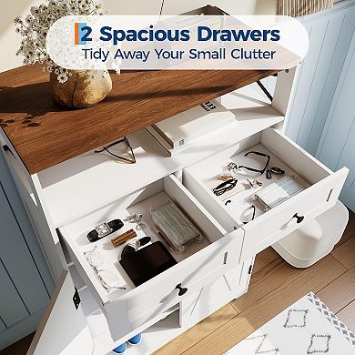 Shoe Cabinet with Doors, 2 Drawers and Adjustable Shelves, Modern Entryway Storage Organizer