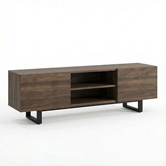 70 InTV Stand for 75 in TVs with Storage, Mid Century Modern Wood Entertainment Center