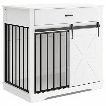 37.8" Heavyduty Dog Crate Furniture with Tabletop, Medium Dog Kennel Indoor, Chew-Proof Metal