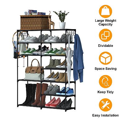 7 Tiers Plus 5 Tiers Shoe Rack Metal Shoe Storage Shelf