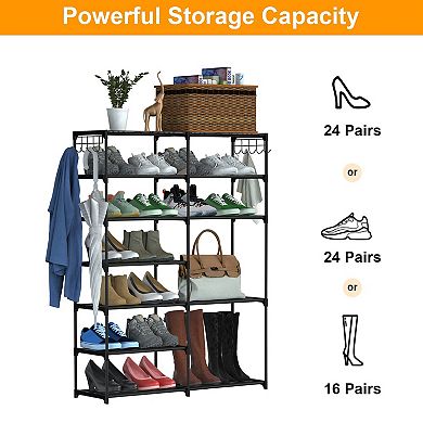 7 Tiers Plus 5 Tiers Shoe Rack Metal Shoe Storage Shelf