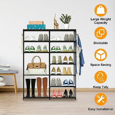 7 Tiers Plus 5 Tiers Shoe Rack Metal Shoe Storage Shelf