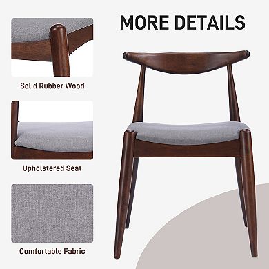 Set of 2 Vintage Rubberwood Dining Chairs, Plush Cushion & Ergonomic Back