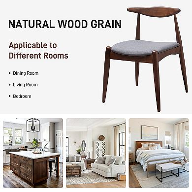 Set of 2 Vintage Rubberwood Dining Chairs, Plush Cushion & Ergonomic Back