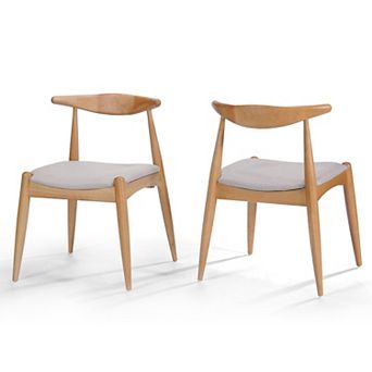 Set of 2 Vintage Rubberwood Dining Chairs, Plush Cushion & Ergonomic Back