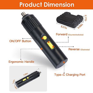 Cordless Electric Screwdriver Kit Portable Electric Screwdriver Drill Set 48Pcs 3.6V