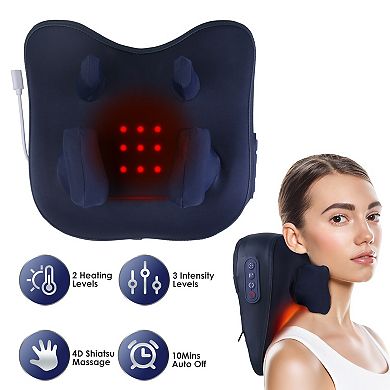 Electric Neck Massager with Heat Deep Kneading Pillow