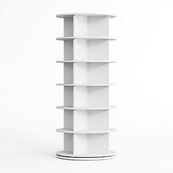 6 tier 360° Rotating Shoe Tower with Large-Capacity Shelves, Space-Saving Vertical Shoe Organizer