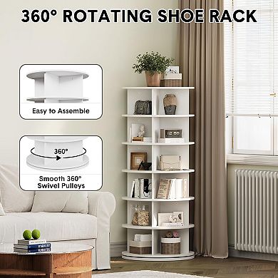 6-Tier 360° Rotating Shoe Tower with Large-Capacity Shelves, Space-Saving Vertical Shoe Organizer